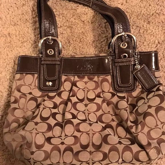 coach Handbags - Brown Fabric Coach Purse - Authentic